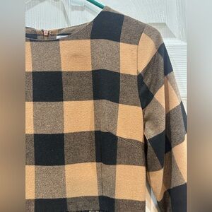 Dainty jewells plaid black and brown dress